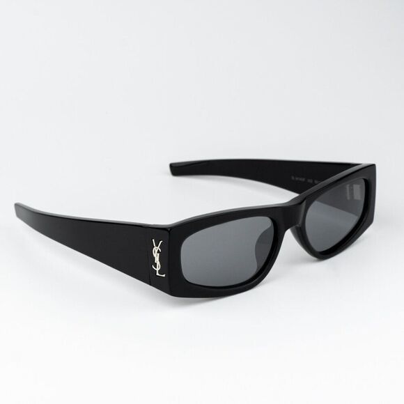 NEW Saint Laurent SLM140/F 002 Black Grey Mirror Rectangle Unisex Sunglasses - Picture 6 of 12